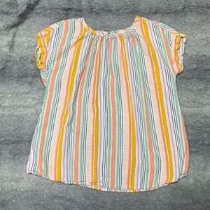 Girls flowy stripe top- cap sleeve
